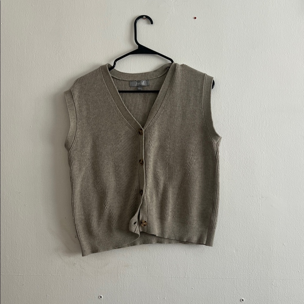 Marled Tan Button-Up Vest